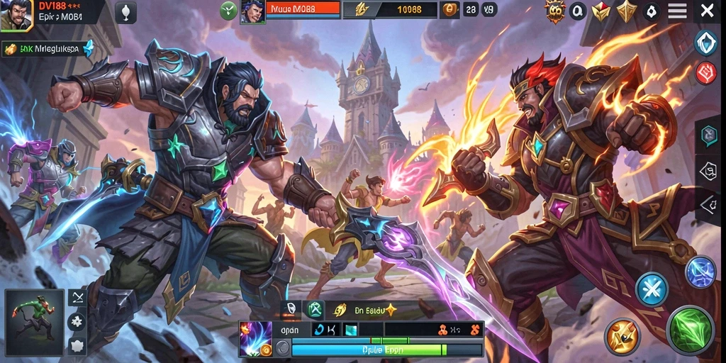 Screenshot gameplay DV188 menunjukkan pertempuran seru antara tim.