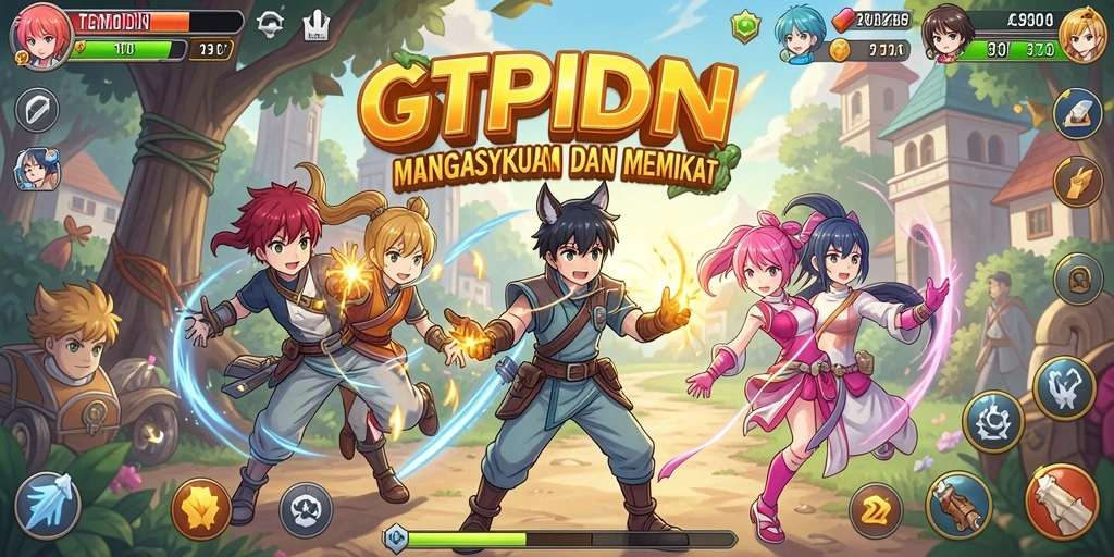 Screenshot permainan GTPIDN menampilkan aksi pertarungan karakter anime yang seru.