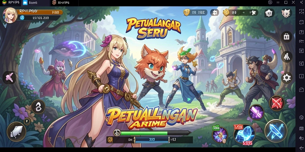 Tampilan gameplay RPVIP6 menampilkan aksi mengesankan dan karakter anime yang unik.