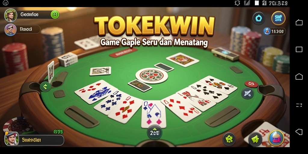 Tampilan gameplay seru dari TOKEKWIN dengan kartu Gaple yang menarik.