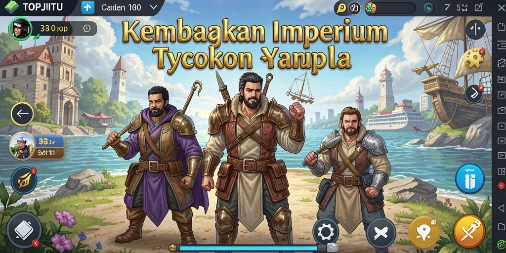 Tampilan gameplay seru di TOPJITU dengan berbagai pilihan bisnis.