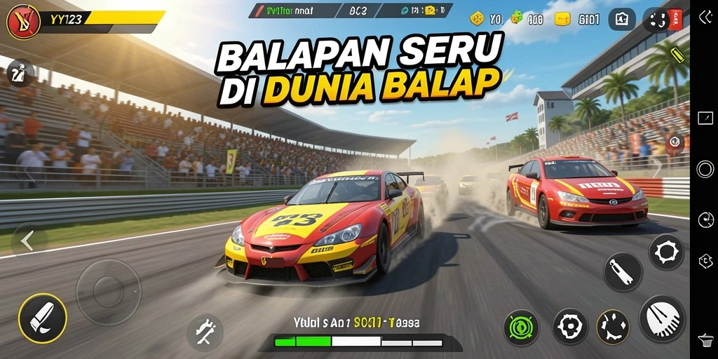Gameplay balap yang intens dan mendebarkan di YY123.
