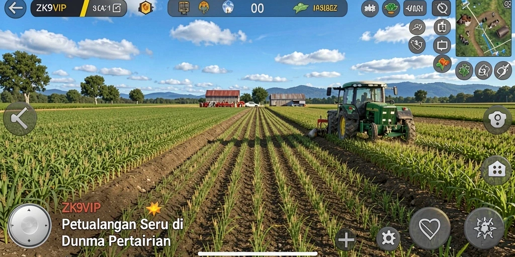 Tangkapan layar gameplay <strong>ZK9VIP</strong> menunjukkan aksi bertani yang menarik.